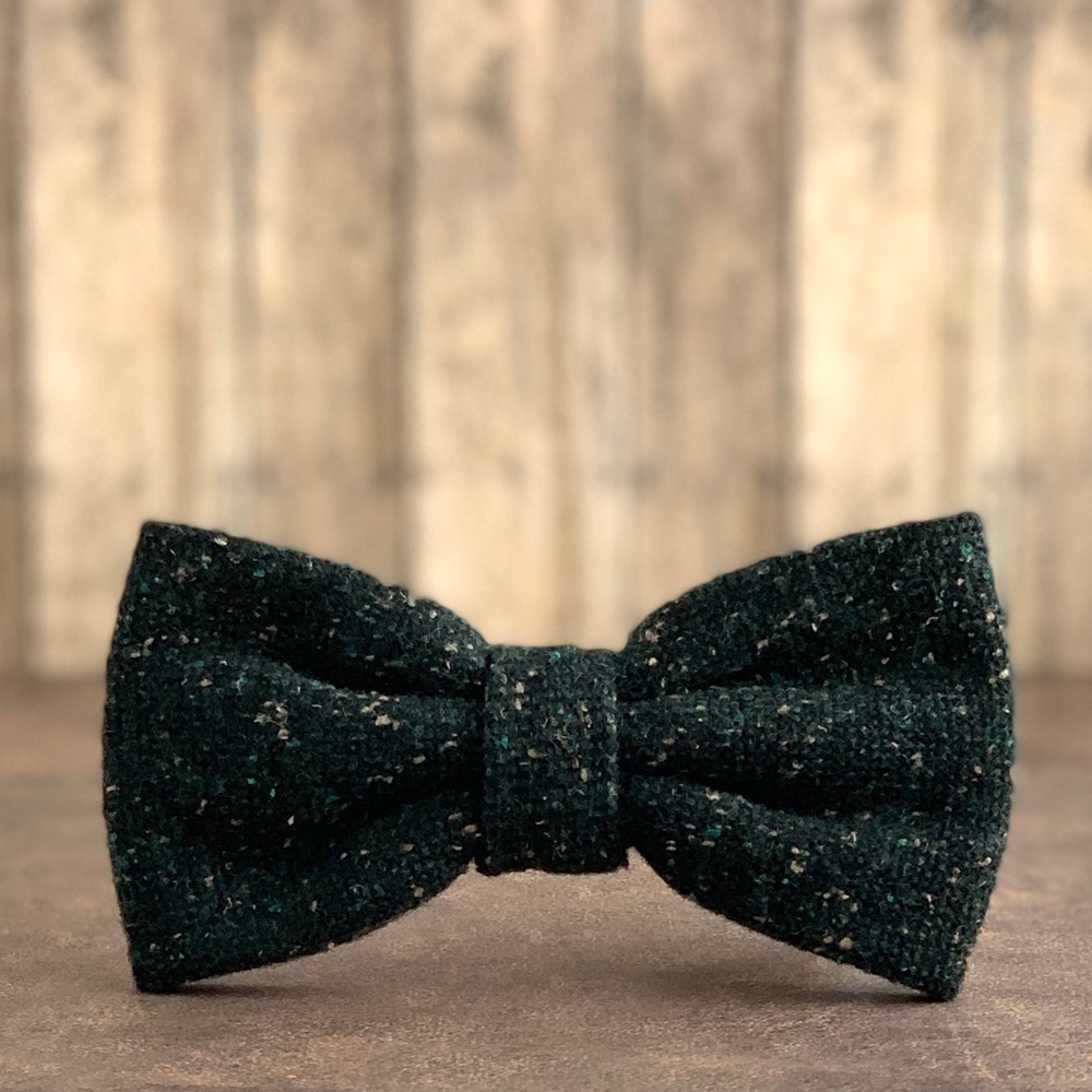 Men’s Dark Green Donegal Wool Tweed Bow Tie